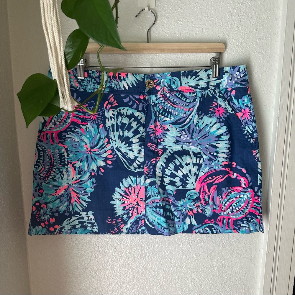 Lilly Pulitzer Blue and Pink Floral Skort